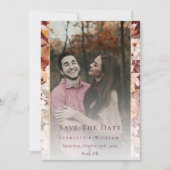 Herfst Bloemen Bourgondië Cream Moderne bruiloft f Save The Date (Voorkant)