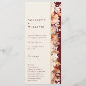 Herfst Bloemen Bourgondië Cream Moderne bruiloft Programmakaart (Voorkant)