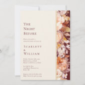 Herfst Bloemen Bourgondië Moderne bruiloft nacht v Kaart (Voorkant)