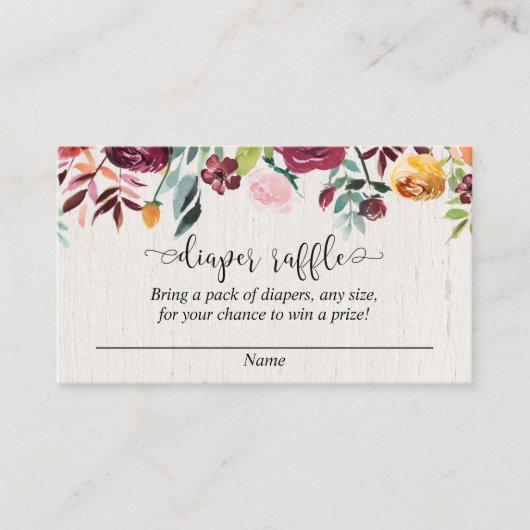 Herfst Bloemen Bourgondië waterverf luier verloska Informatiekaartje (Voorkant)