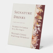 Herfst Bloemen Bourgondische bruiloft Signature Dr Reclamebord Met Voetstuk (Voorkant)