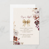 Herfst Bloemen Bow Meisje Baby shower Luier Raffle Informatiekaartje (Voorkant / Achterkant)