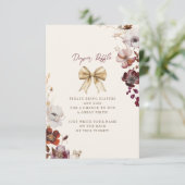 Herfst Bloemen Bow Meisje Baby shower Luier Raffle Informatiekaartje (Staand voorkant)