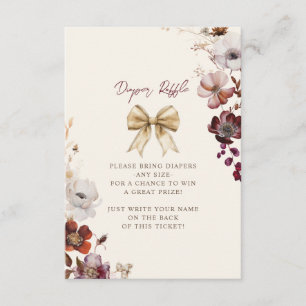 Herfst Bloemen Bow Meisje Baby shower Luier Raffle Informatiekaartje