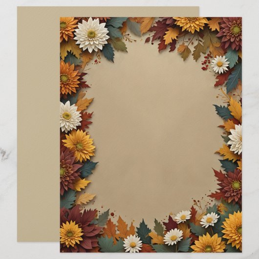 Herfst Bloemen Briefpapier Briefhoofd (Voorkant / Achterkant)