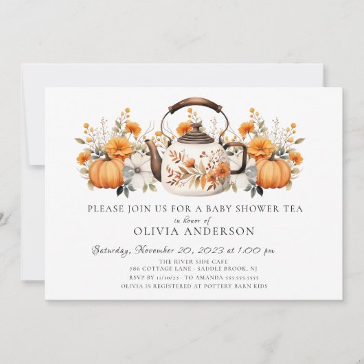 Herfst Bloemen Bruids Tea Party Kaart (Voorkant)