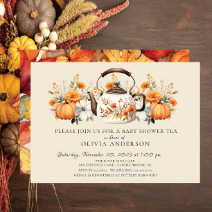 Herfst Bloemen Bruids Tea Party Kaart