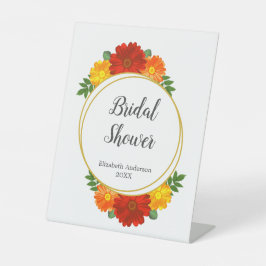 Herfst Bloemen Bruidsfeest Reclamebord Met Voetstuk