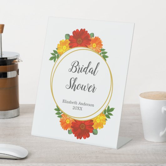 Herfst Bloemen Bruidsfeest Reclamebord Met Voetstuk (Insitu)