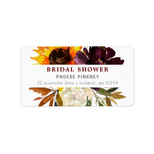 Herfst Bloemen Bruidsfeest Retouradres Etiket