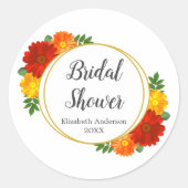 Herfst Bloemen Bruidsfeest Ronde Sticker (Voorkant)