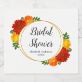 Herfst Bloemen Bruidsfeestje Sparkling Wijnetiket (Enkel label)