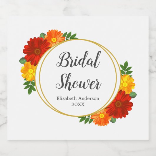 Herfst Bloemen Bruidsfeestje Sparkling Wijnetiket (Enkel label)