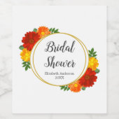 Herfst Bloemen Bruidsmeisjesfeest Wijn Etiket (Enkel label)