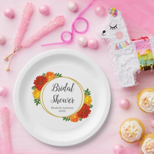 Herfst Bloemen Bruidsshower Papieren Bordje (Feest)