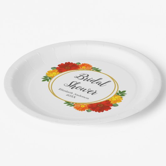Herfst Bloemen Bruidsshower Papieren Bordje (Gekanteld)
