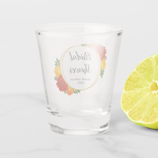Herfst Bloemen Bruidsshower Shot Glas (Achterkant)
