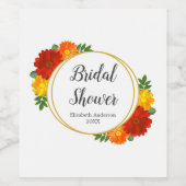 Herfst Bloemen Bruidsshower Wijn Etiket (Enkel label)