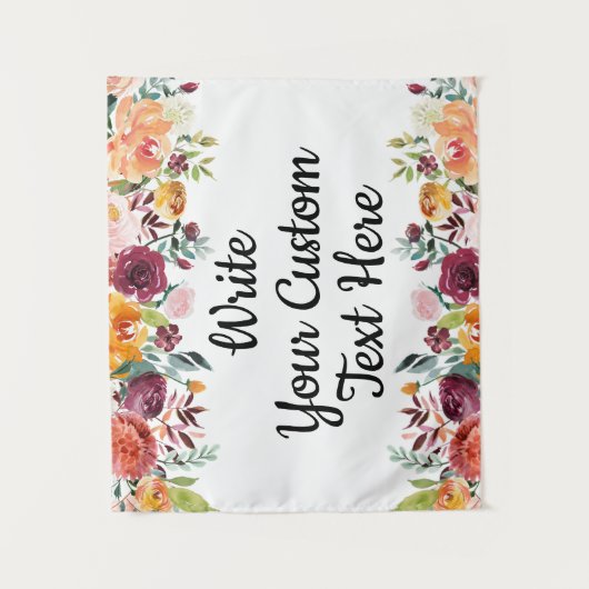 Herfst Bloemen Bruiloft Achtergrond Boho Foto Boot Wandkleed (Voorkant)