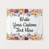 Herfst Bloemen Bruiloft Achtergrond Boho Foto Boot Wandkleed (Voorkant (horizontaal))