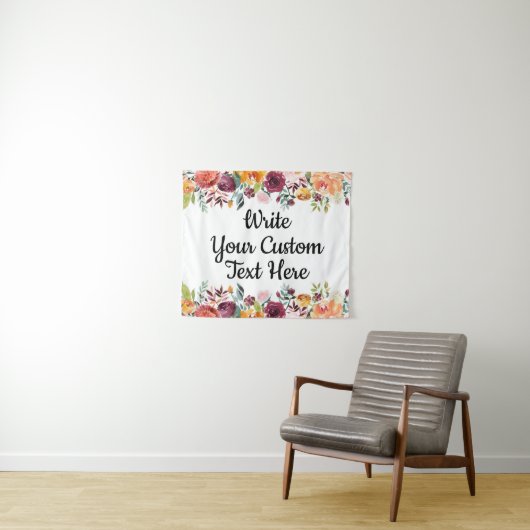 Herfst Bloemen Bruiloft Achtergrond Boho Foto Boot Wandkleed (In Situ (horizontaal))