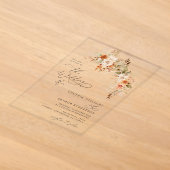 Herfst bloemen bruiloft acryl uitnodigingen (Laagn)