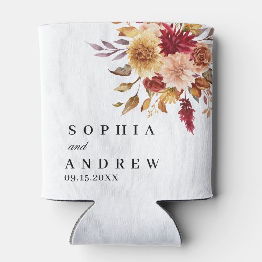 Herfst Bloemen Bruiloft Blikjeskoeler (Achterkant)