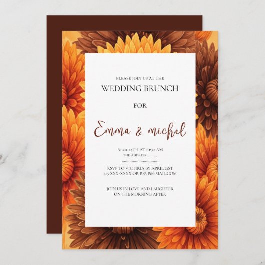 Herfst Bloemen bruiloft brunch uitnodiging