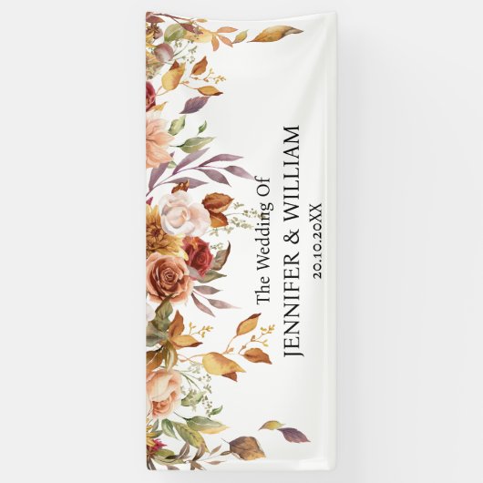 Herfst Bloemen Bruiloft Feest Evenement Afstuderen Spandoek (Verticaal)