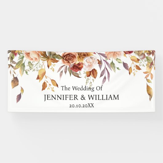 Herfst Bloemen Bruiloft Feest Evenement Afstuderen Spandoek (Horizontaal)