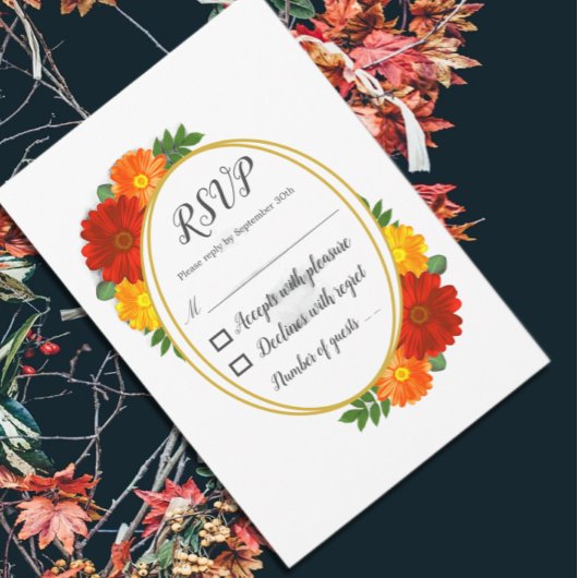 Herfst Bloemen Bruiloft Feest RSVP Kaartje