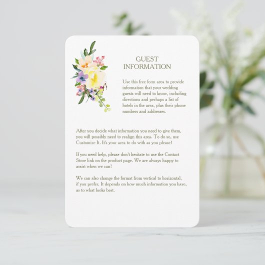 Herfst Bloemen Bruiloft Gast Informatie Invoegen Informatiekaartje (Staand voorkant)