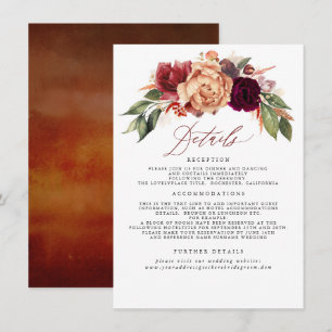 Herfst Bloemen Bruiloft Informatie Behuizing Kaart