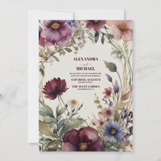 Herfst Bloemen Bruiloft Kaart (Voorkant)