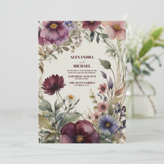 Herfst Bloemen Bruiloft Kaart (Staand voorkant)