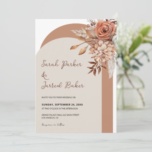 Herfst Bloemen Bruiloft Kaart (Staand voorkant)