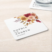 Herfst Bloemen Bruiloft Kartonnen Onderzetters (Schuin)