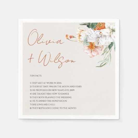 Herfst Bloemen bruiloft Leuke weetjes over de Pass Servet (Voorkant)