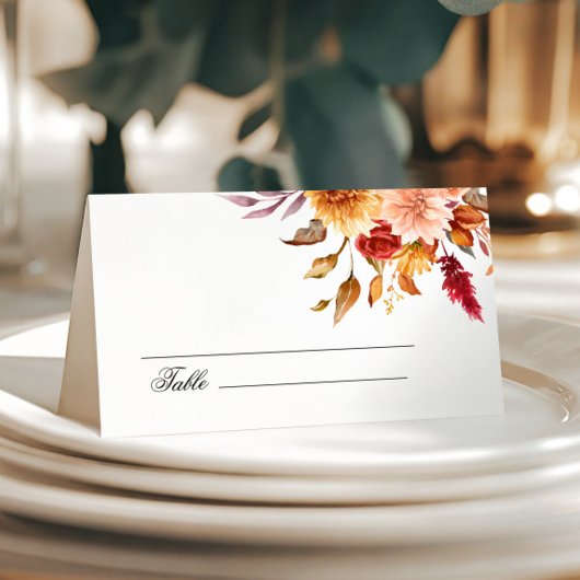 Herfst Bloemen Bruiloft Plaatskaartje