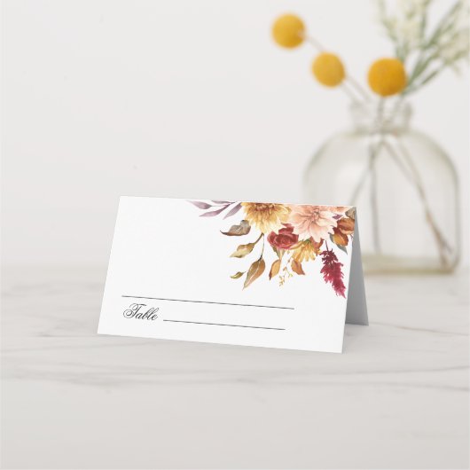 Herfst Bloemen Bruiloft Plaatskaartje (Voorkant)