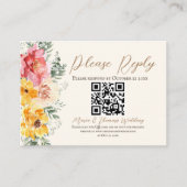 Herfst bloemen bruiloft QR code RSVP behuizing Kaa Informatiekaartje (Voorkant)