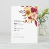 Herfst Bloemen Bruiloft Save The Date Kaart (Staand voorkant)