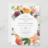 herfst bloemen bruiloft uitnodiging (Voorkant)