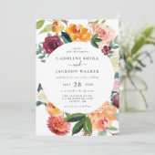 herfst bloemen bruiloft uitnodiging (Staand voorkant)