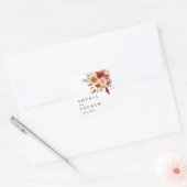Herfst Bloemen Bruiloft Vierkante Sticker (Envelop)