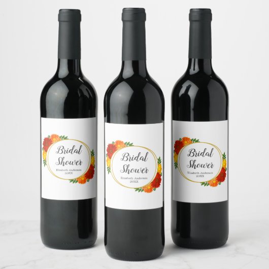 Herfst Bloemen Bruiloftsborrel Wijn Etiket (Flessen)