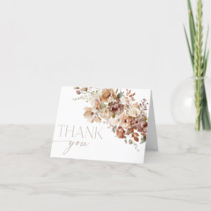 Herfst Bloemen Bruin Tan Boho Bloemen Dank u kaart