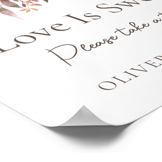 Herfst Bloemen Bruin Wit Bruiloft Liefde Is Lief T Poster (Hoek)