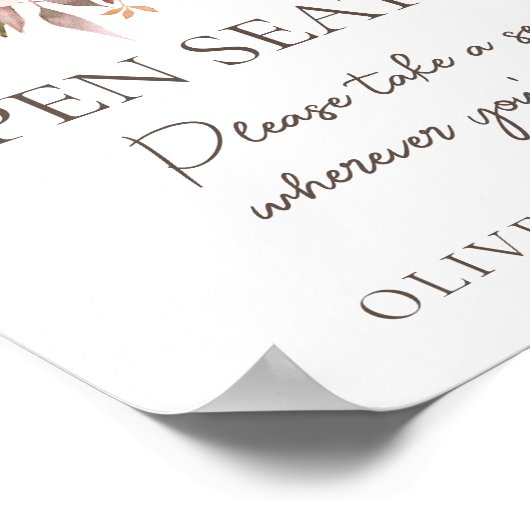 Herfst Bloemen Bruin Wit Bruiloft Open Zitting Sig Poster (Hoek)