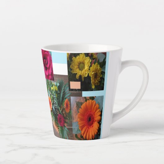 Herfst Bloemen Collage Latte Mok (Rechts)
